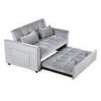 Gewnee 55'' Modern Convertible Velvet Sofa Bed with Pull-Out Twin Bed, Adjustable Backrest for Living Room, Office (Dark Gray)