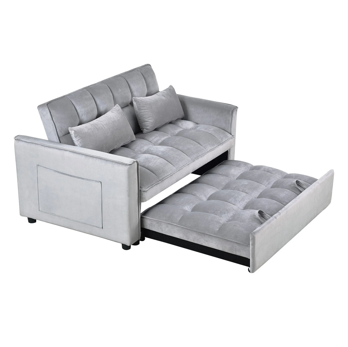 Gewnee 55'' Modern Convertible Velvet Sofa Bed with Pull-Out Twin Bed, Adjustable Backrest for Living Room, Office (Dark Gray)