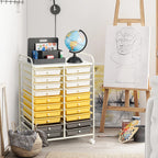 Costway 20 Drawer Rolling Storage Cart Tools Scrapbook Paper Office School Organizer Yellow
