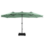 Summit Living 15 FT Double-Sided Solar Patio Umbrella with Base Large Outdoor Umbrella with LED Solar Lights - Haze Blue