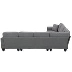 Harper & Bright Designs Modular Sectional Sofa with Ottoman Couch L Shape Corner Sofa Sets 7 Seats Fabric Couch for Living Room, Black, 112 * 87 inch