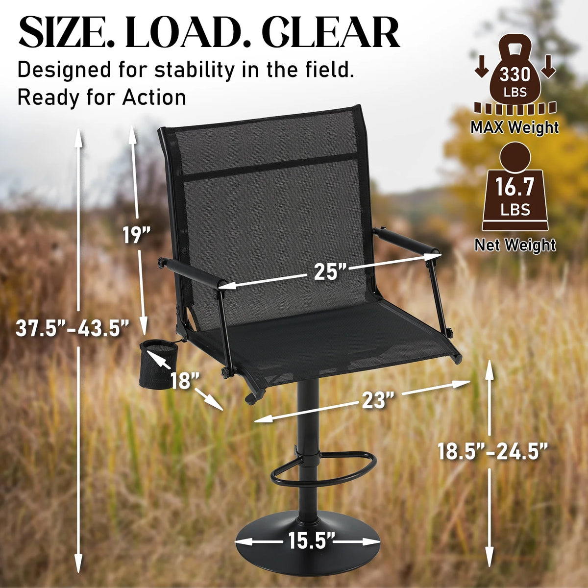 Danrelax 360�� Silent Camo Hunting Blind Chair, Armrests, Side Pouch, Telescopic Legs