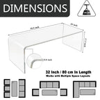 VDGPWA 32" Rectangle Waterfall Coffee Table, 0.6" Thick All Acrylic, Clear