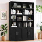 Homfa 73�� Tall Bookcases with Doors, 8 Cubes 6-Tier Double Row Bookshelf, White Bookcase for Living Room Home Office