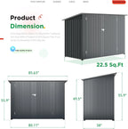 YODOLLA Outdoor Storage Shed, 3 x 7 Ft Bike Sheds & Outdoor Storage, Small Metal Outdoor Storage Cabinet for Garden