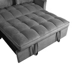 Gewnee 55'' Modern Convertible Velvet Sofa Bed with Pull-Out Twin Bed, Adjustable Backrest for Living Room, Office (Dark Gray)