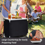Cook Table Kitchen Station with Storage Organizer and Carrying Bag, for BBQ Party, Picnics, Backyards, Tailgating, Portable, Black