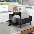 simplehuman Kitchen Dish Drying Rack, Fingerprint-Proof Stainless Steel Frame, Grey Plastic