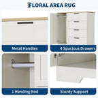 Ataucjin Wood Armoire Wardrobe Closet with 4 Drawers and Door, 43.3" H Bedroom Wardrobe Cabinet with Hanging Rod, Clothing Storage Cabinets, 4 Drawers Dresser with Storage Closet