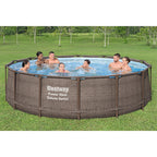 Bestway Power Steel 14' x 42" Round Above Ground Outdoor Swimming Pool Set