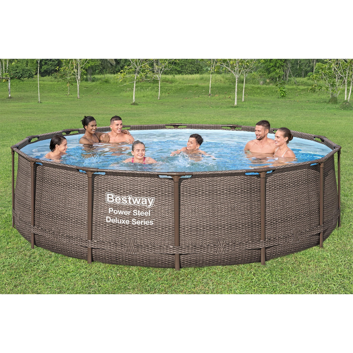 Bestway Power Steel 14' x 42" Round Above Ground Outdoor Swimming Pool Set