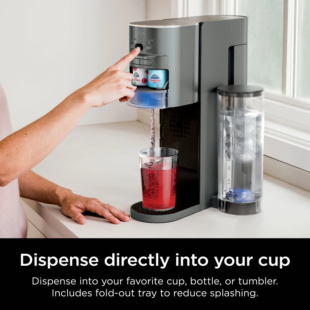 Ninja Thirsti Drink System Complete Still and Sparkling Customization Drink Kit with CO2 Canister, Flavors, and 48oz Reservoir