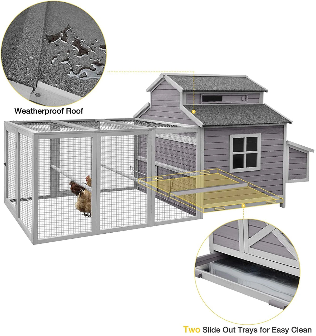 Aivituvin Extra Large Chicken Coop Wooden Hen House for 8-10 Chickens