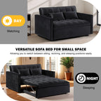 Gewnee 55'' Modern Convertible Velvet Sofa Bed with Pull-Out Twin Bed, Adjustable Backrest for Living Room, Office (Dark Gray)
