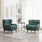 ALEAVIC White Accent Chair Upholstered Armchair with Solid Wood Legs