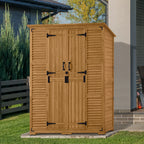 MCombo Large Outdoor Storage Shed with 6 Shelves, Outside Tool Wooden Storage Cabinet, 1738