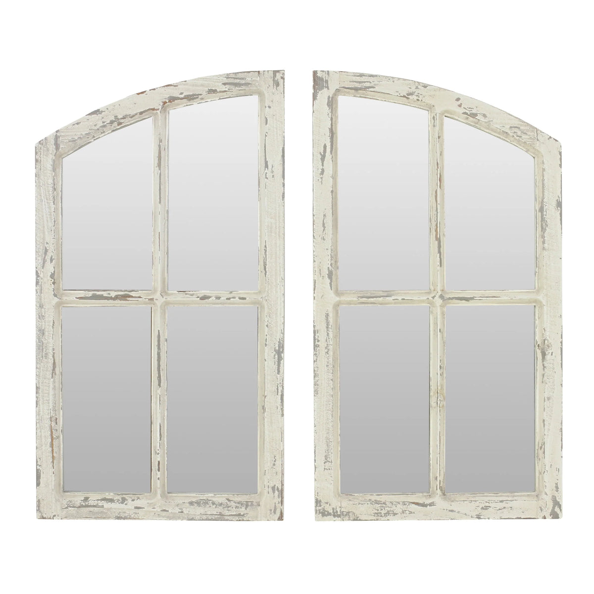 Jolene Arch Window Pane Mirrors Off-White 27" x 15" (Set of 2) by Aspire