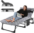 Slsy Folding Lounge Chair, 5-Position Adjustable Outdoor Reclining Chair, Folding Sleeping Bed Cot, Folding Chaise Lounge Chair for Pool Beach Patio Sunbathing