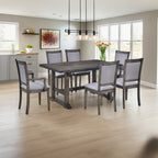 Harper & Bright Designs Farmhouse 7 Pieces Extendable Dining Table Set for 6, Solid Wood Kitchen Table with Butterfly Leaf and 6 Upholstered Chairs, Brown