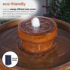 Alpine Corporation  29" Outdoor Birdbath Fountain with LED Lights  Classic Pedestal Solar-Powered Garden Water Feature, Brown