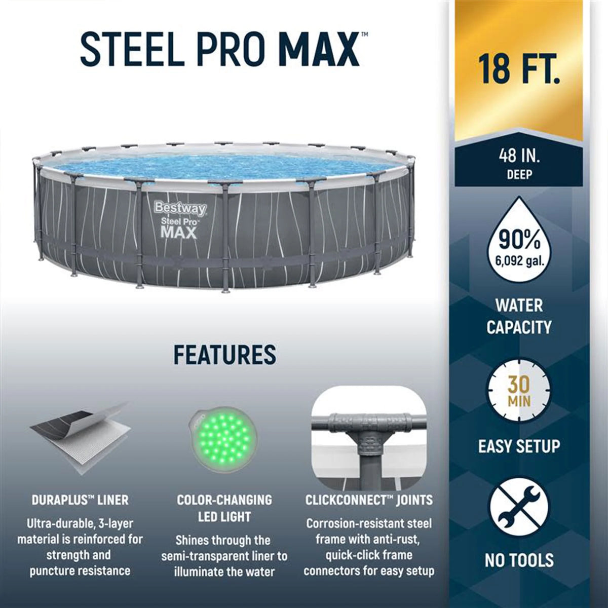 Bestway Steel Pro MAX 12' x 30" Above Ground Outdoor Swimming Pool Set