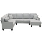 Harper & Bright Designs Modular Sectional Sofa with Ottoman Couch L Shape Corner Sofa Sets 7 Seats Fabric Couch for Living Room, Black, 112 * 87 inch