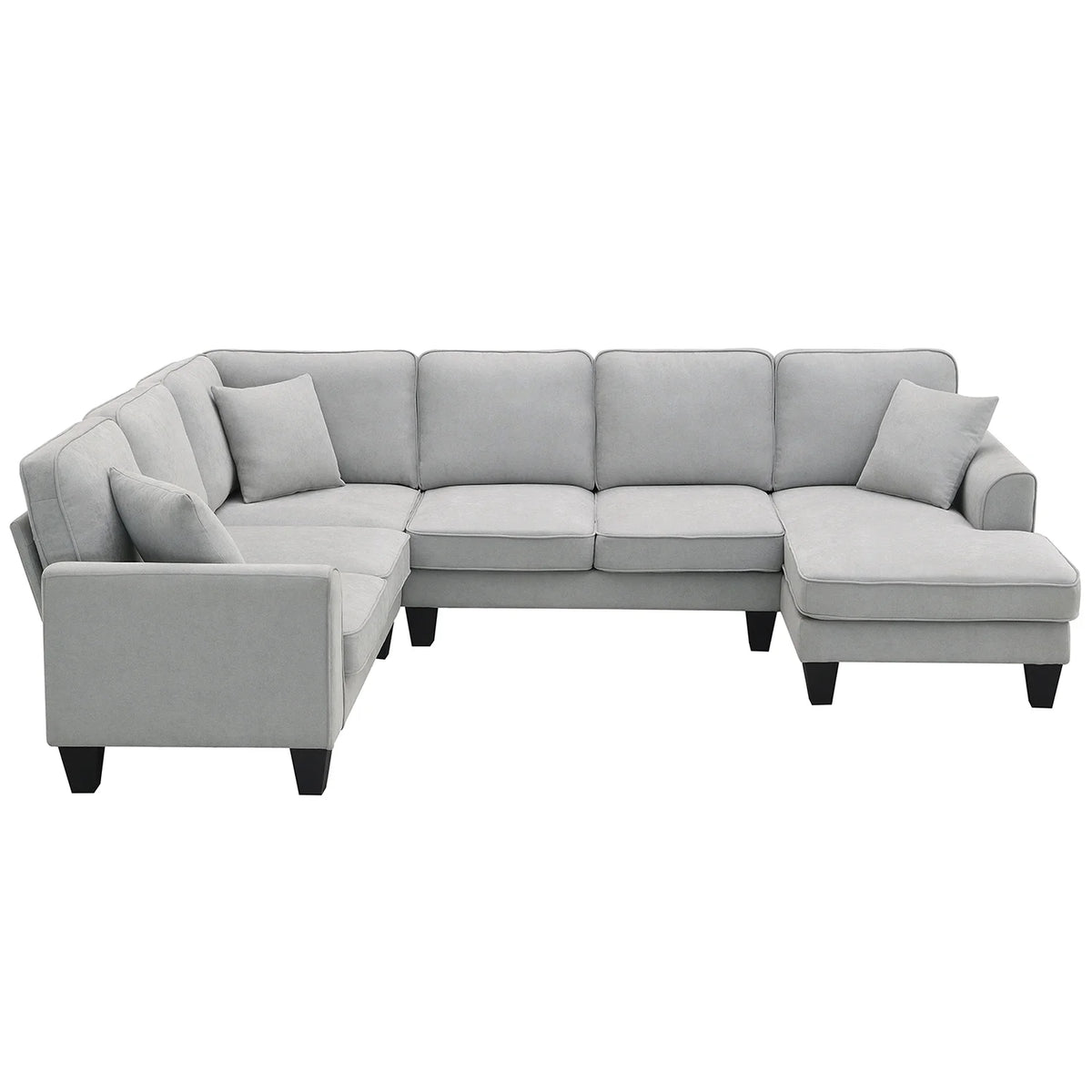 Harper & Bright Designs Modular Sectional Sofa with Ottoman Couch L Shape Corner Sofa Sets 7 Seats Fabric Couch for Living Room, Black, 112 * 87 inch