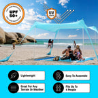 SUN NINJA 10x10.5 FT Pop-Up Beach Tent with Sand Shovel, Pegs & Stability Poles �C Navy Blue Sun Shelter for Beach, Camping & Outdoor Activities