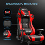 JONPONY Big and Tall 500LBS Gaming Chair, Ergonomic Design, Gamer Chair PU Leather with Footrest and Lumbar Support, High Back Office Chair Support 8 Hours Long Sitting,Red Computer Chair,Red