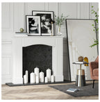 Modern Fireplace Mantel, Surround Mantels for Fireplace with Decorative Pattern Interior Width 29" White