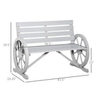 Outsunny Wooden Wagon Wheel Bench Rustic Outdoor Patio Furniture, 2-Person Seat Bench with Backrest Carbonized