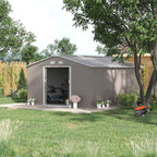 Outsunny 7' x 4' Metal Storage Shed Organizer, Garden Tool House with 4 Vents and 2 Sliding Doors for Backyard, Patio, Garage, Lawn, Dark Gray