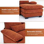 Rophefx 114.3" U Shaped Sectional Couches for Living Room,Cloud Couch,4 Seats Chenille Couch with Double Layer Cushion,Orange