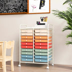Costway 20 Drawer Rolling Storage Cart Tools Scrapbook Paper Office School Organizer Yellow