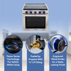 RecPro 17 Inch 3 Burner Propane RV Stove Gas Range without Hood, Silver