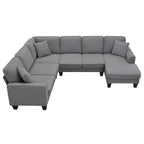 Harper & Bright Designs Modular Sectional Sofa with Ottoman Couch L Shape Corner Sofa Sets 7 Seats Fabric Couch for Living Room, Black, 112 * 87 inch