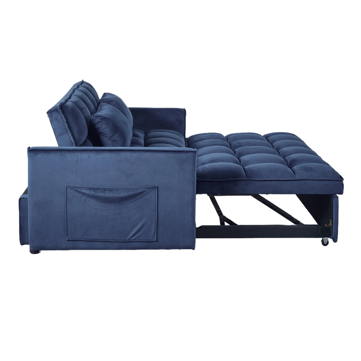 Gewnee 55'' Modern Convertible Velvet Sofa Bed with Pull-Out Twin Bed, Adjustable Backrest for Living Room, Office (Dark Gray)