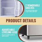 WANAI 5.0 Cu.ft Mini Refrigerator with Freezer 7 Settings Temp Adjustable Large Compact Fridge Silver