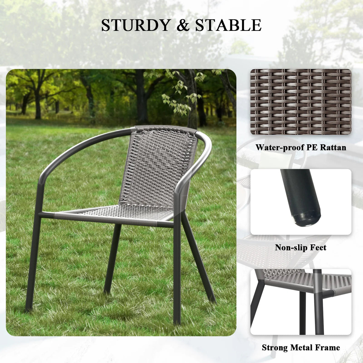 Gaildon Pack Medium Brown Rattan Indoor-Outdoor Restaurant Stack Chair | Versatile and Stylish Seating