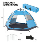 MADOG Set of 3 Camping Tent + Chairs, 4 Person Dome Tent and 2 Foldable Camping Chairs Combo with Cooler Bag and Cup Holder for Backpacking Hiking Traveling, Blue