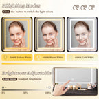 EnHomee Farmhouse Vanity Desk with Mirror and Lights White Vanity with Lighted Mirror Makeup Vanity Set with RGB Cabinets and Storage Drawers