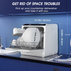 AIRMSEN Portable Countertop Dishwasher with 5-Liter Built-in Water Tank and Air-Dry Function, 5 Washing Programs, AE-TDQR03