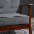 HOMCOM Modern Upholstered 2-Seat Loveseat Sofa with Linen-Touch Fabric and Rubberwood Legs, Grey