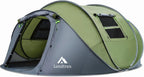 4 Person Easy Pop Up Tent Waterproof Automatic Setup 2 Doors-Instant Family Tents for Camping Hiking & Traveling
