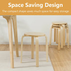 Set of 4 18" Stacking Stool Round Dining Chair Backless Wood Home Decor
