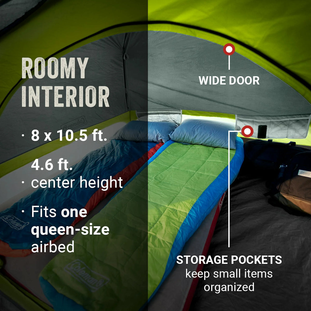 Coleman Skydome? 4-Person Camping Tent with Screen Room, Rock Grey