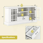 TV Stand for TVs up to 70  with Glass Doors Cubbies and Drawer