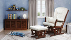 AFG Alice Glider and Ottoman with Pillow. Espresso Finish with Beige Cushions
