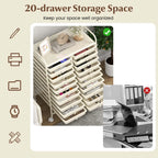 Costway 20 Drawer Rolling Storage Cart Tools Scrapbook Paper Office School Organizer Yellow