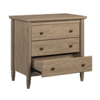 My Texas House Monroe 3 Drawer Nightstand with USB, Brushed Oak Finish